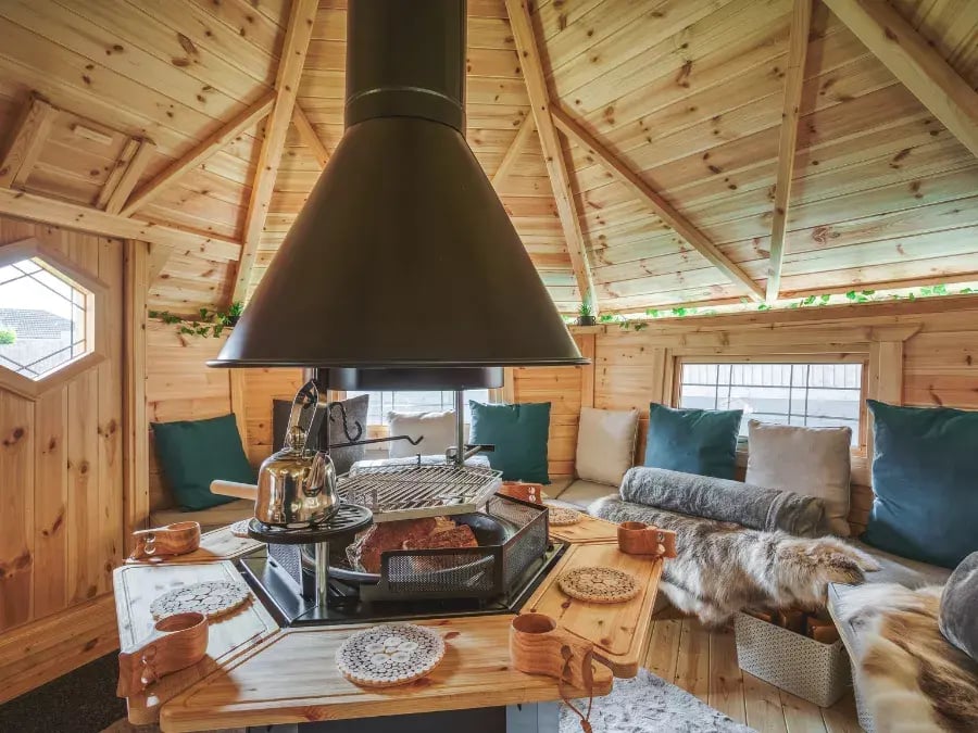 inside a grill hut