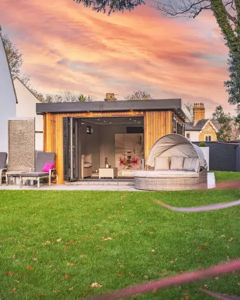 garden pod with bifolds open