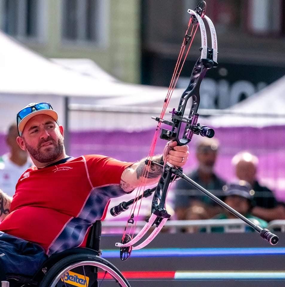Nathan Macqueen paralympic archer in action for the great britain team