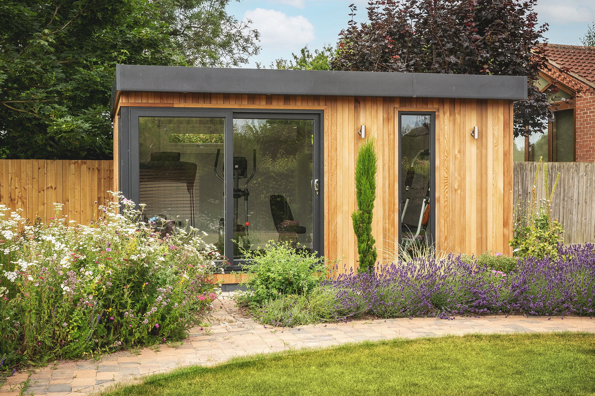 Exterior shot of a timber Gym in Garden