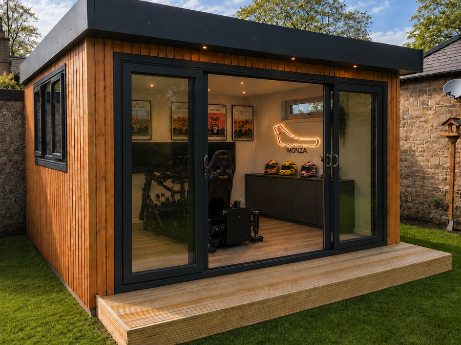 modern racer simulator in the garden