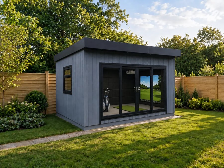 Cabin Master garden room golfing sim