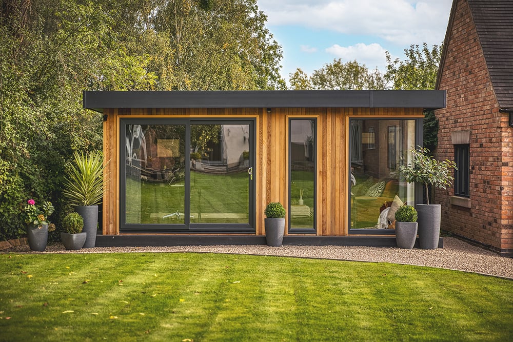 Exterior of a medium sized garden office pod