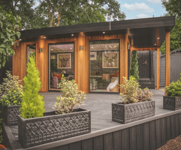 garden bar with modern cedar cladding