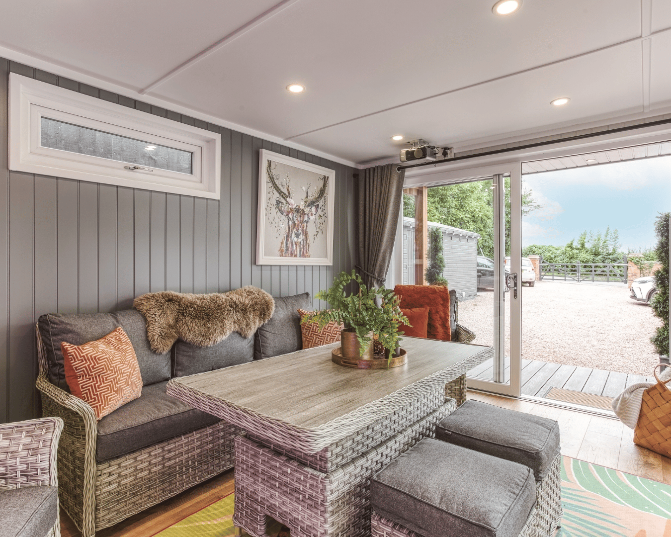 custom decor inside cosy garden bar