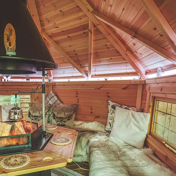 smallest bbq cabin in modern garden
