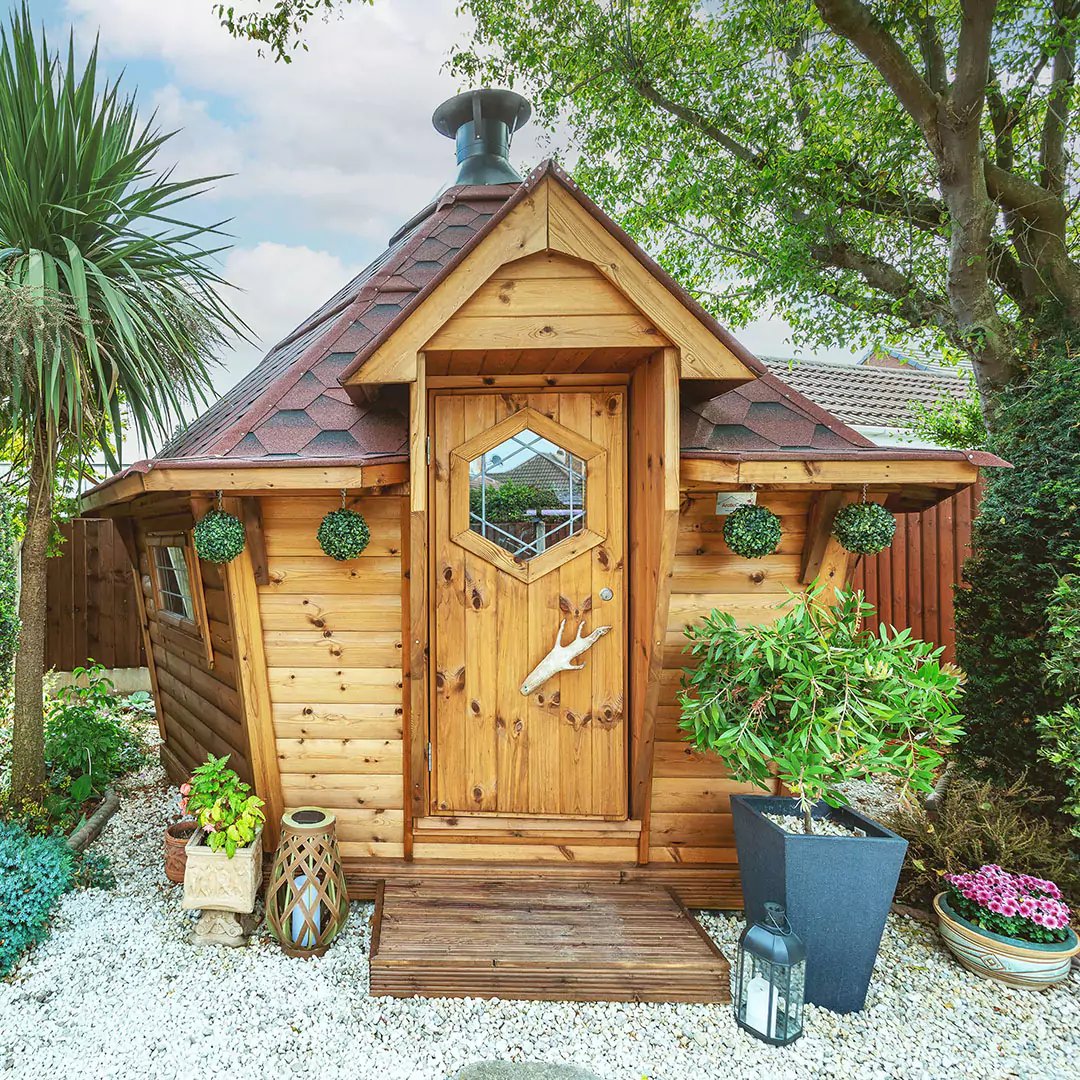 Outside a grill cabin garden BBQ hut