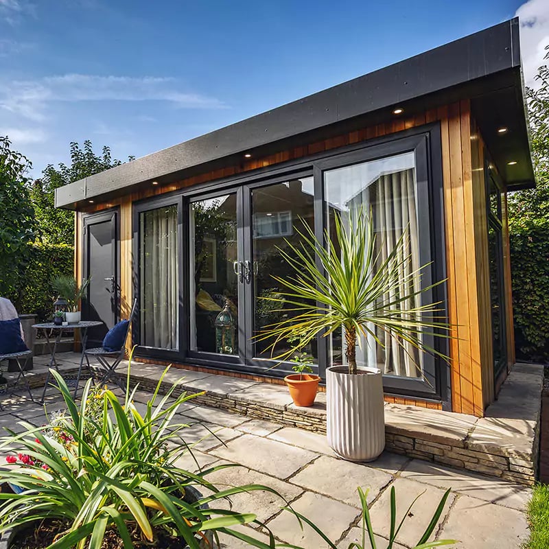 Cabin Master Cedar Garden Pod with Hardwood Floors and Home Furnishings 