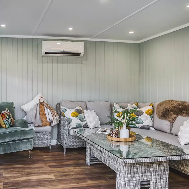 inside a cosy insulated garden room