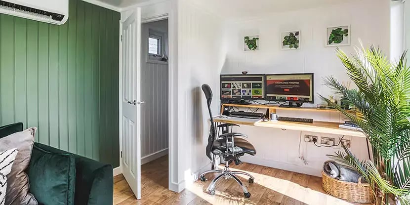 garden room interior design with plants 