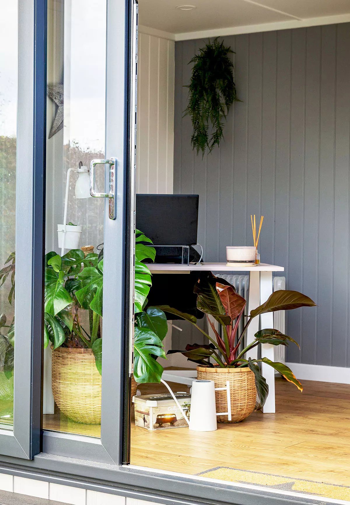 looking inside a a garden office