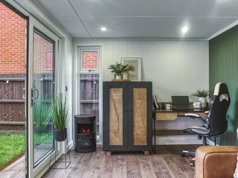 interior of a garden office room