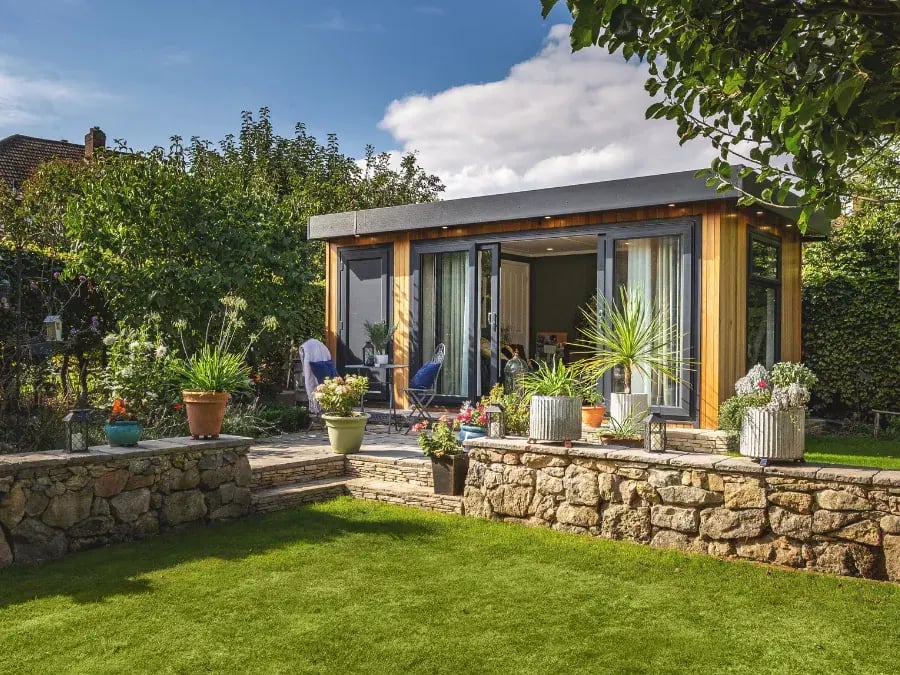 garden room with shed