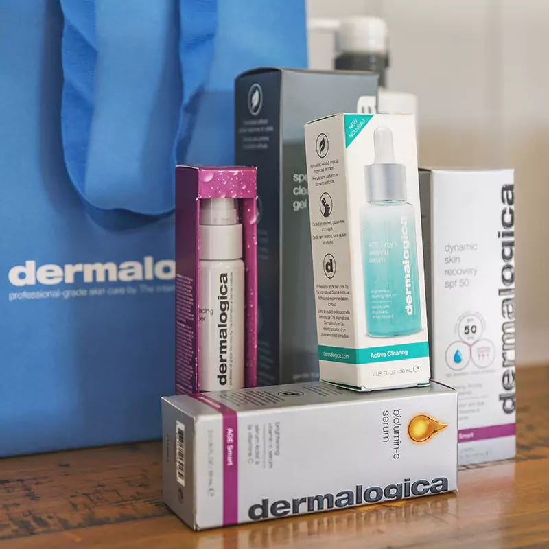Close up of beauty products inside a garden beauty studio
