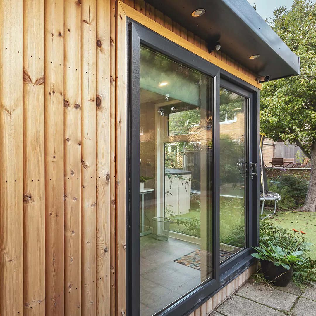 close up of a timber garden office
