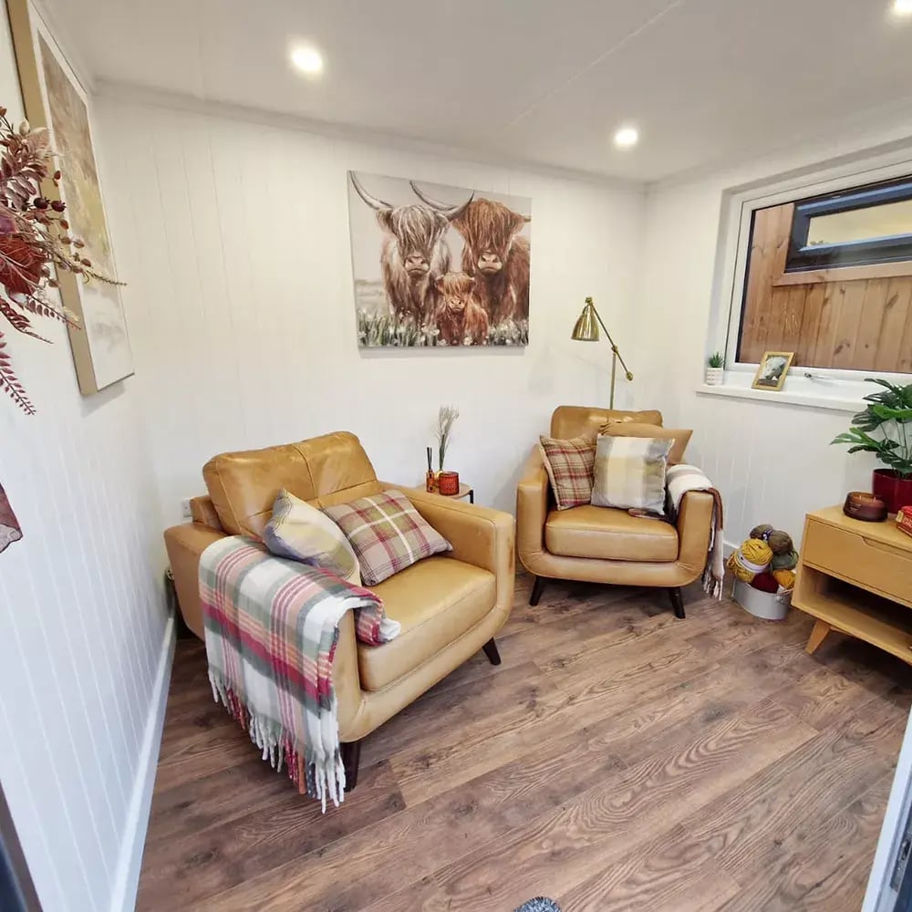 interior of a small garden room snug