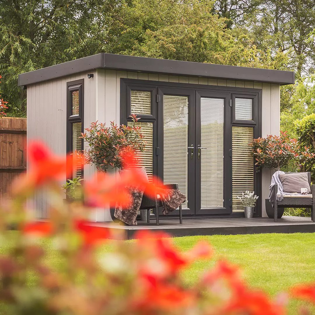 garden cinema room with blackout blinds pulled down