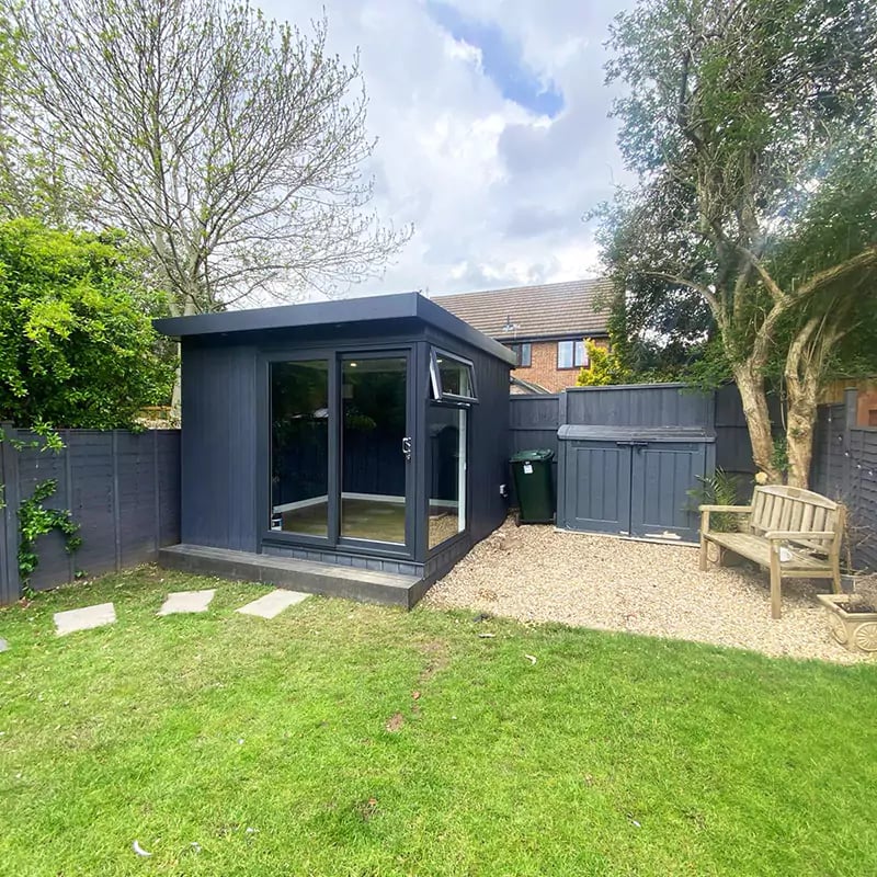 small garden office in composite cladding