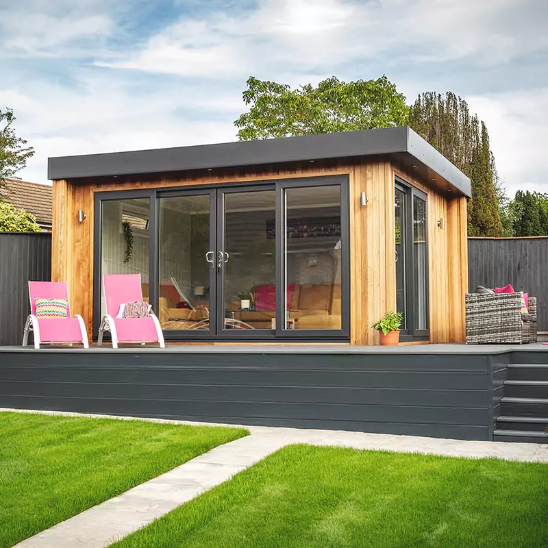Luxury garden room on raised decked area