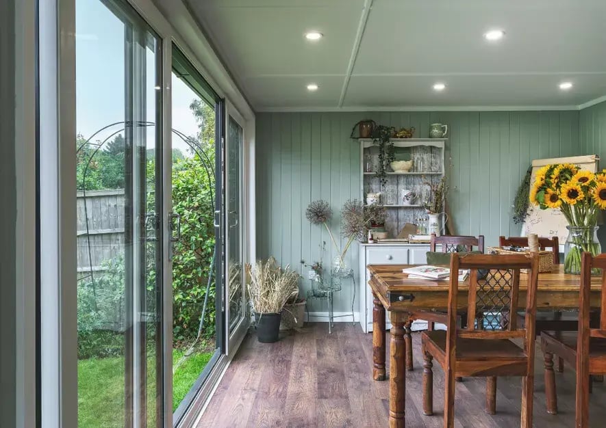inside a 5 x 3 garden room