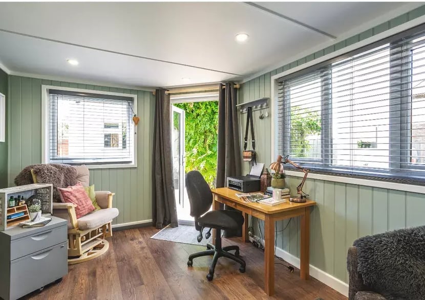 inside a studio office in the garden