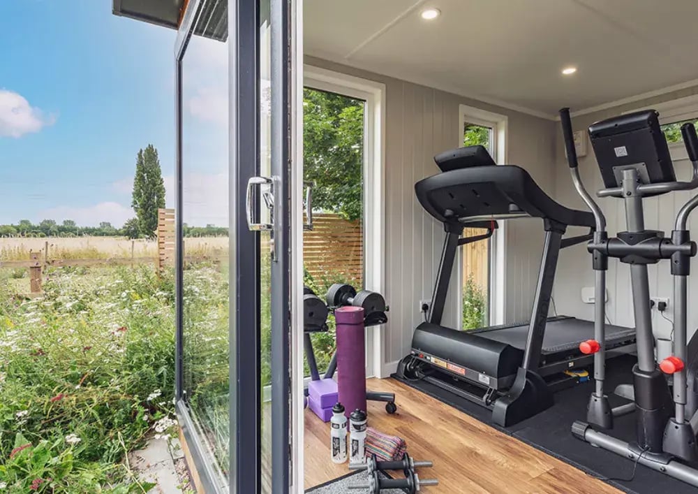 looking inside garden room gym