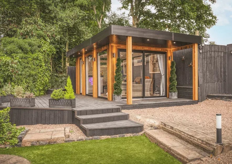 veranda area of a bespoke garden bar