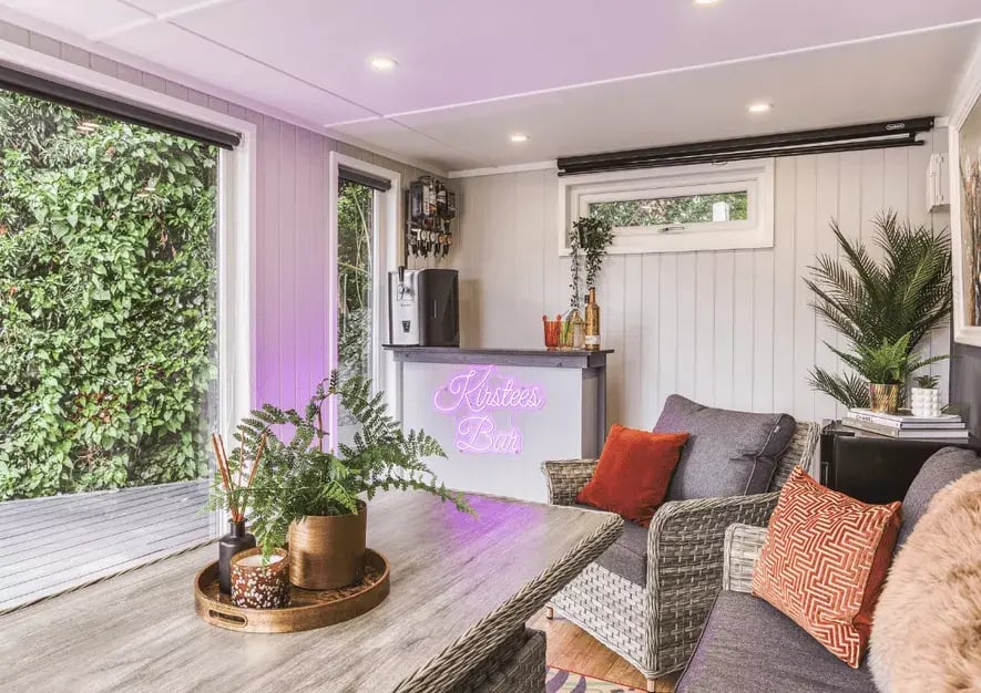 inside a custom insulated garden bar