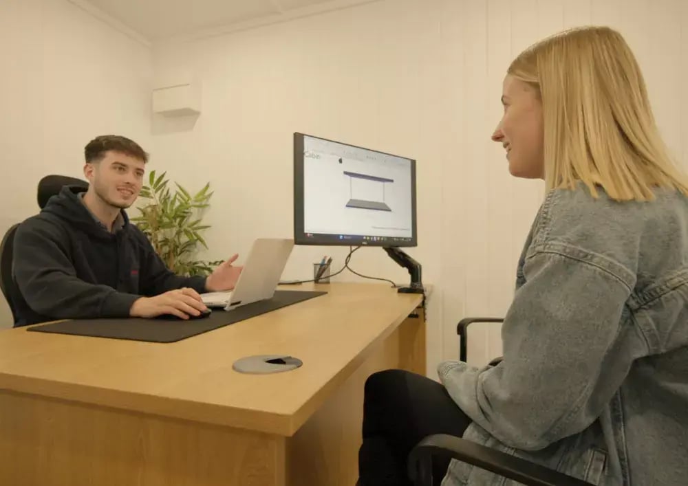 customer having a garden room design meeting in nottingham