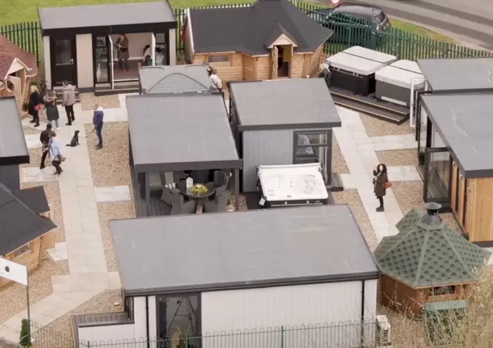 drone shot of the west midlands cabin master show site