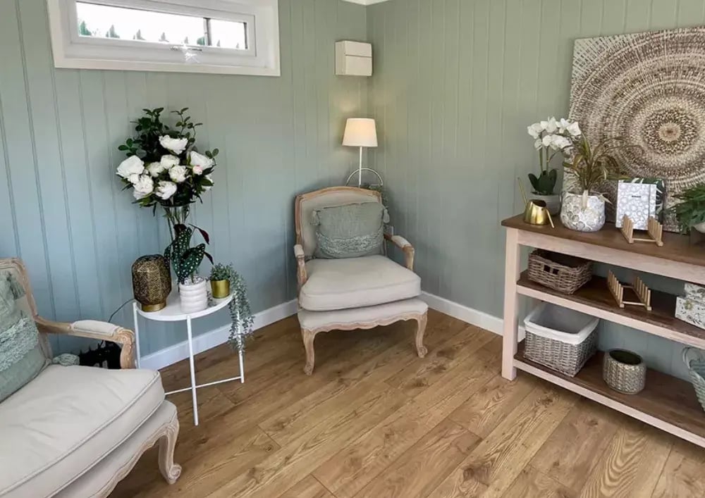 inside a garden room snug