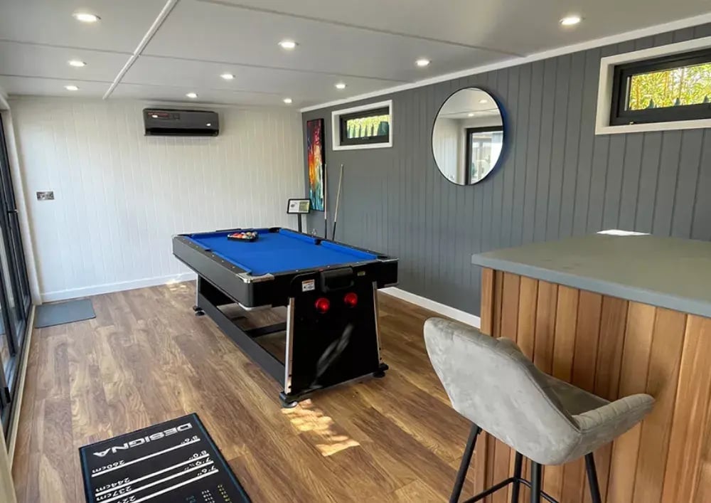 inside a garden room bar