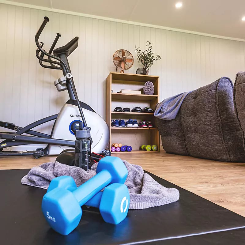 Cedar Garden Gym Room with Home Furnishings 