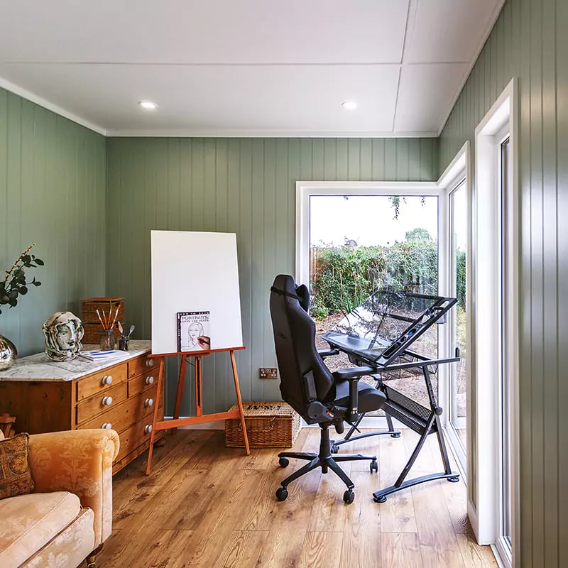 Cabin Master Hybrid Redwood Artist's Studio View from Window