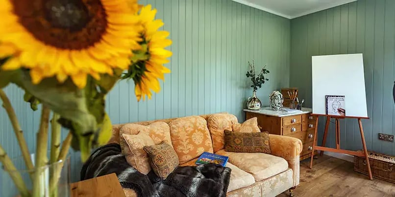 interior of a garden room artists studio