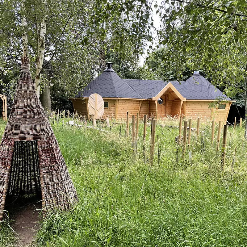 connected school cabins in woodland