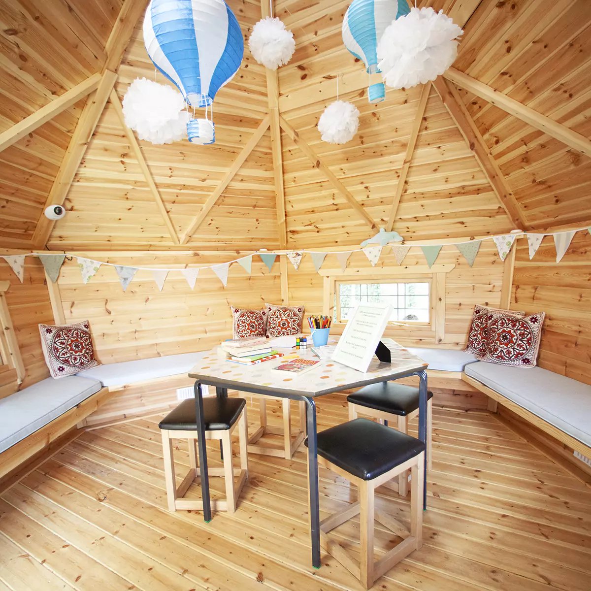 inside a school room timber cabin