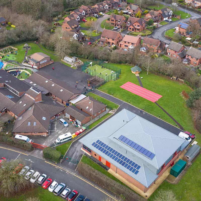 aerial view of a school campus