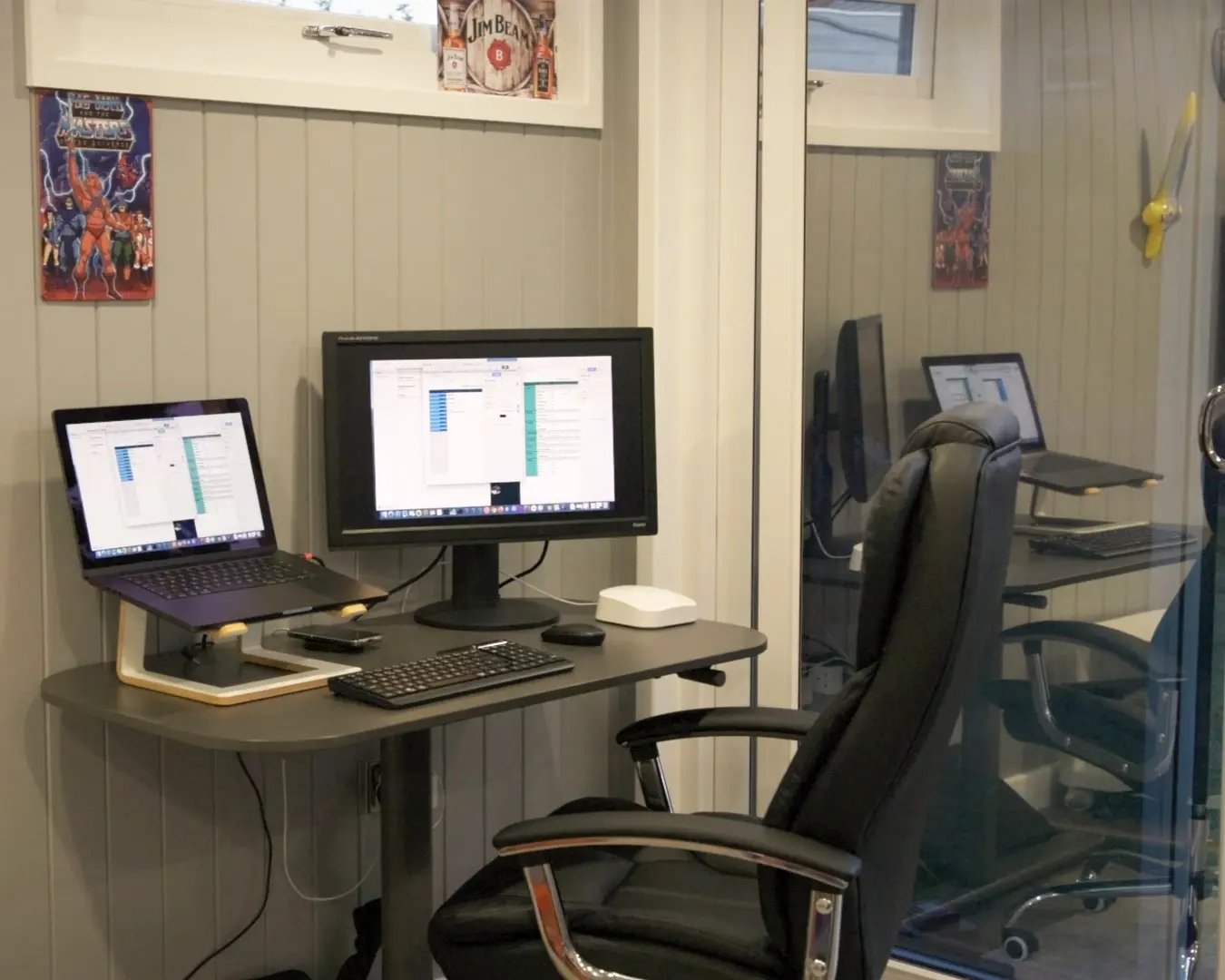Work from home desk set up in garden room