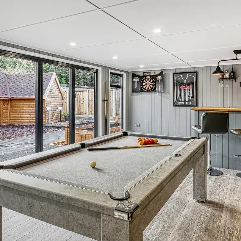 garden bar room with pool table