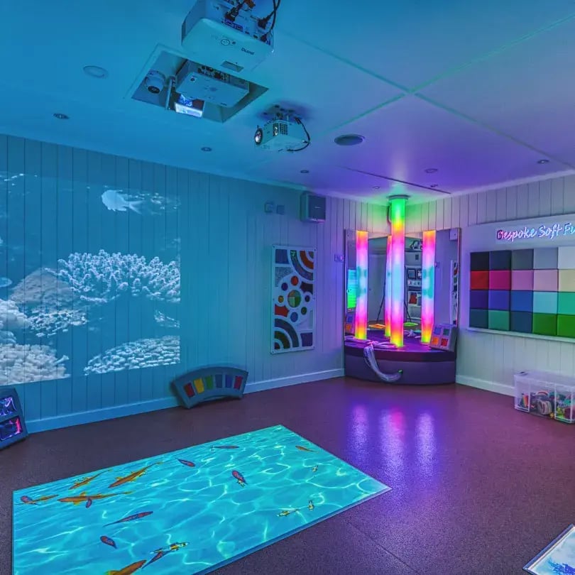 inside an outdoor school sensory room with insulation