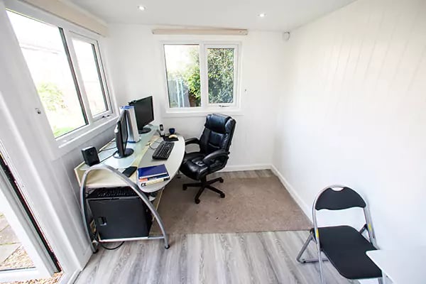 Interior of a Small Home Office Garden Room