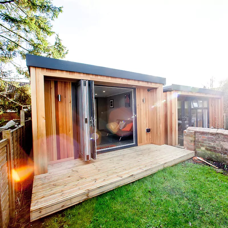 Cedar Office Pod with Bifold Doors