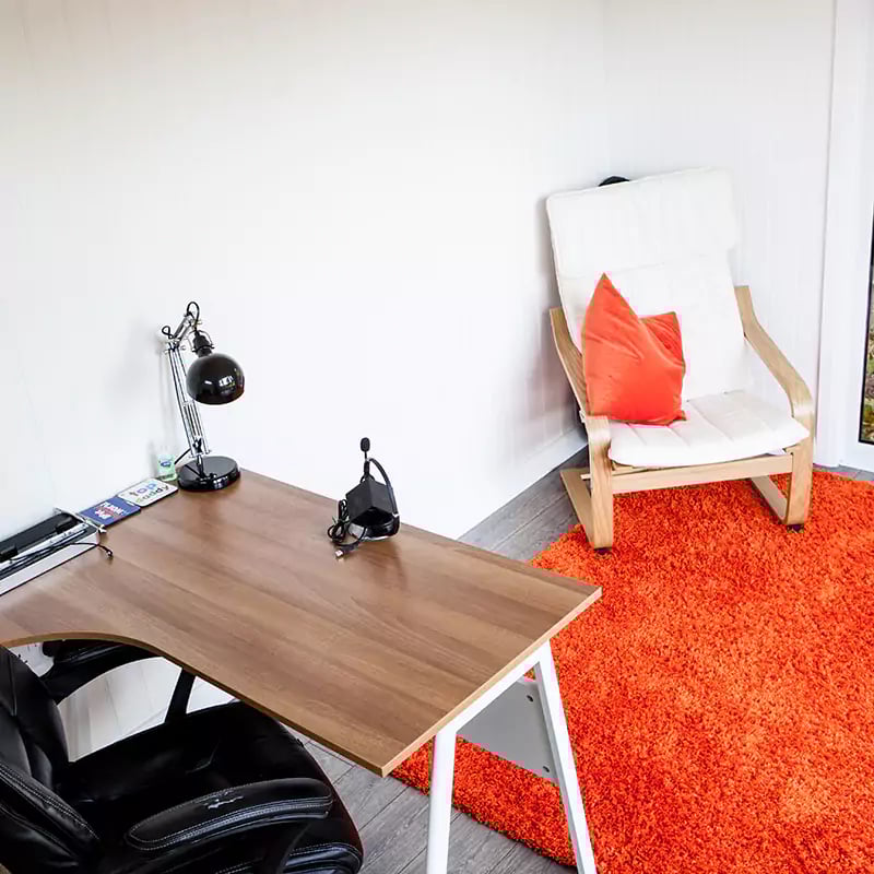 Office Pod Garden Room interior with desk
