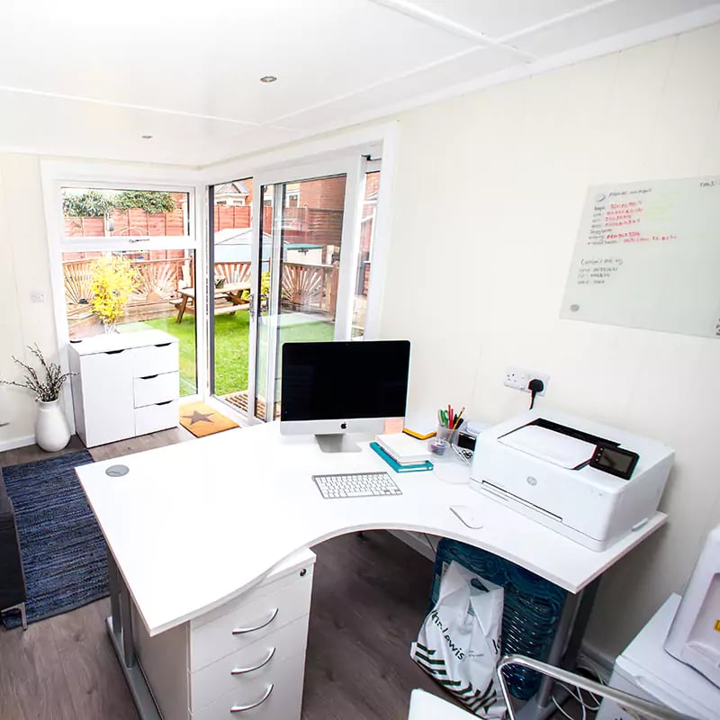 Garden Office Pod Internal View with Office Furnishings 