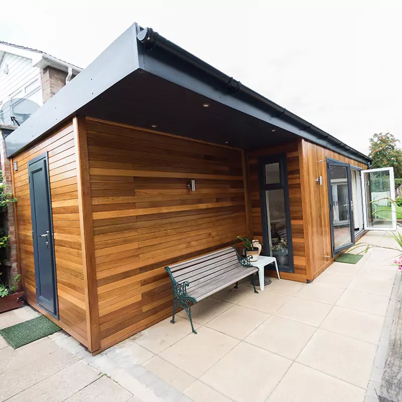 large garden room with bifolds and recess