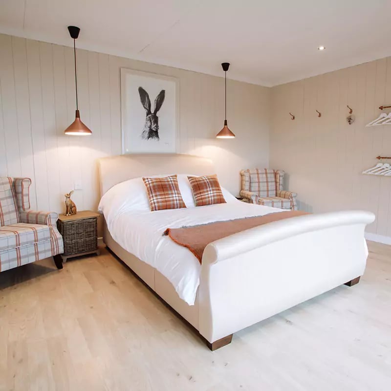 inside a garden annexe bedroom