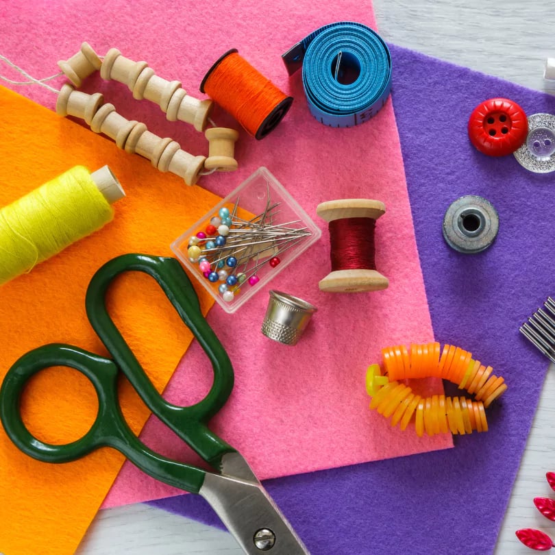 sewing equpiment flat lay