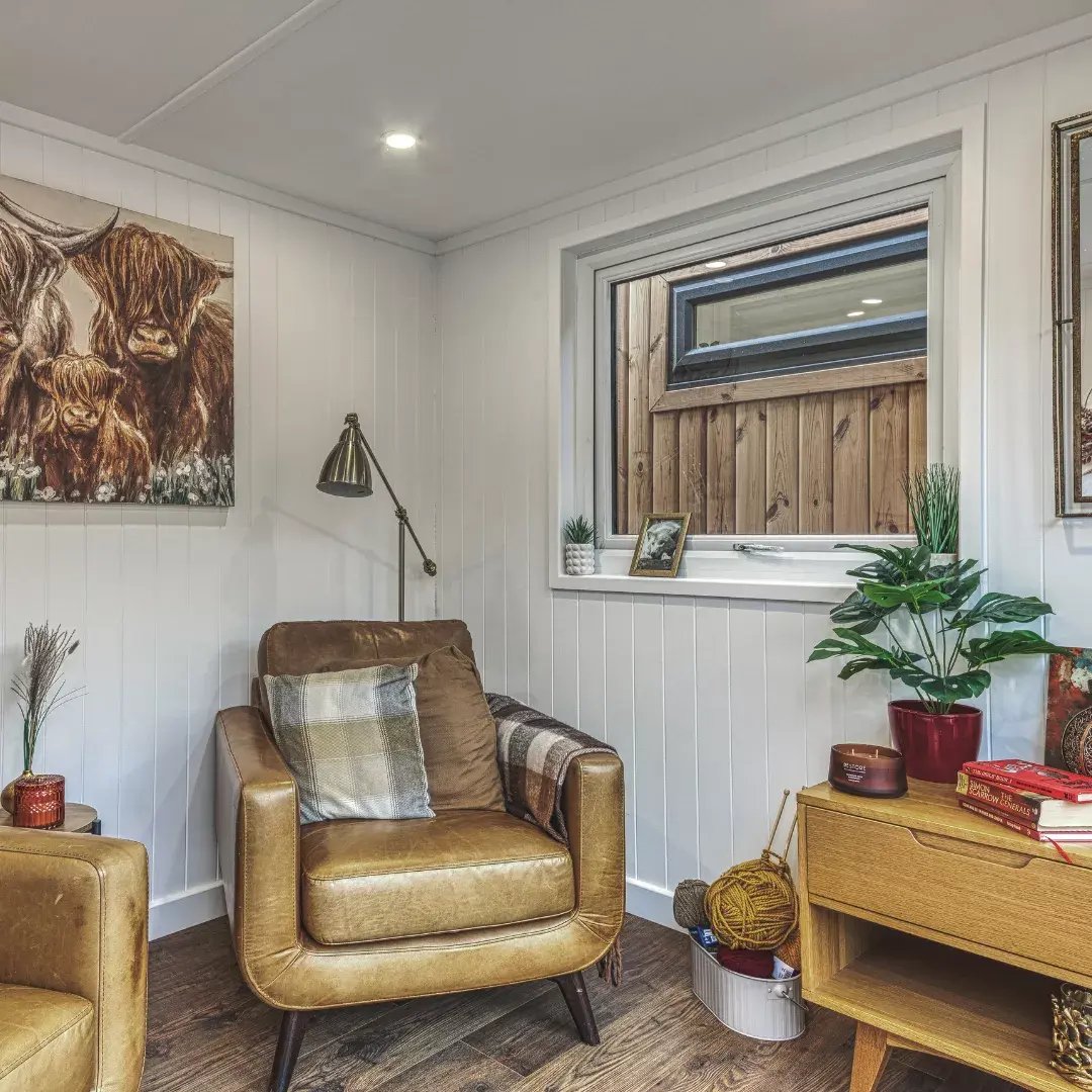interior of a small garden room snug