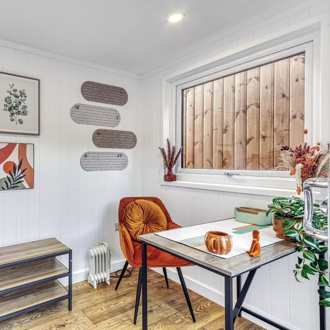 interior of a small insulated garden office